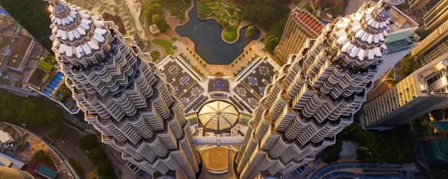 View of the Petronas Towers in Kuala Lumpur, Malaysia