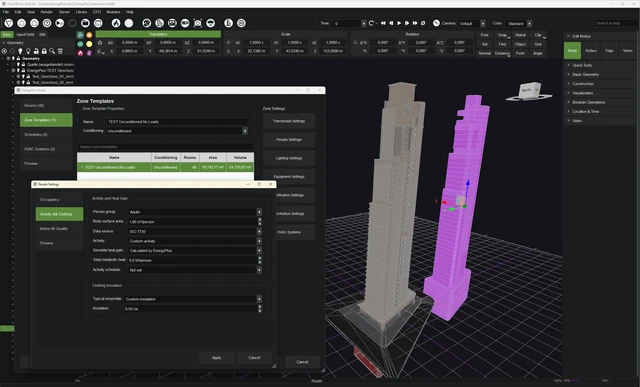 EnergyPlus zone templates and occupancy settings in FlowSIM Pro